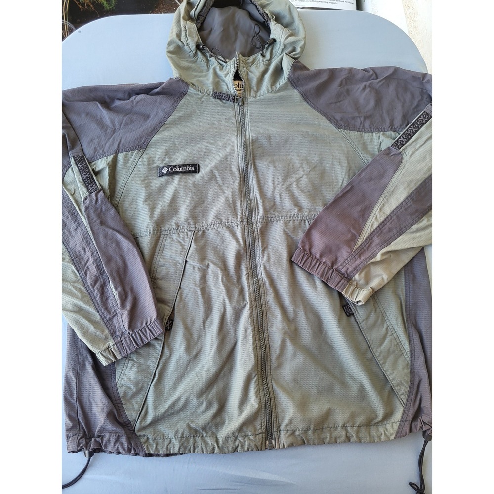 Vintage 90s Columbia Hiking Gorpcore Elephant PrintColorblock Hooded Windbreaker